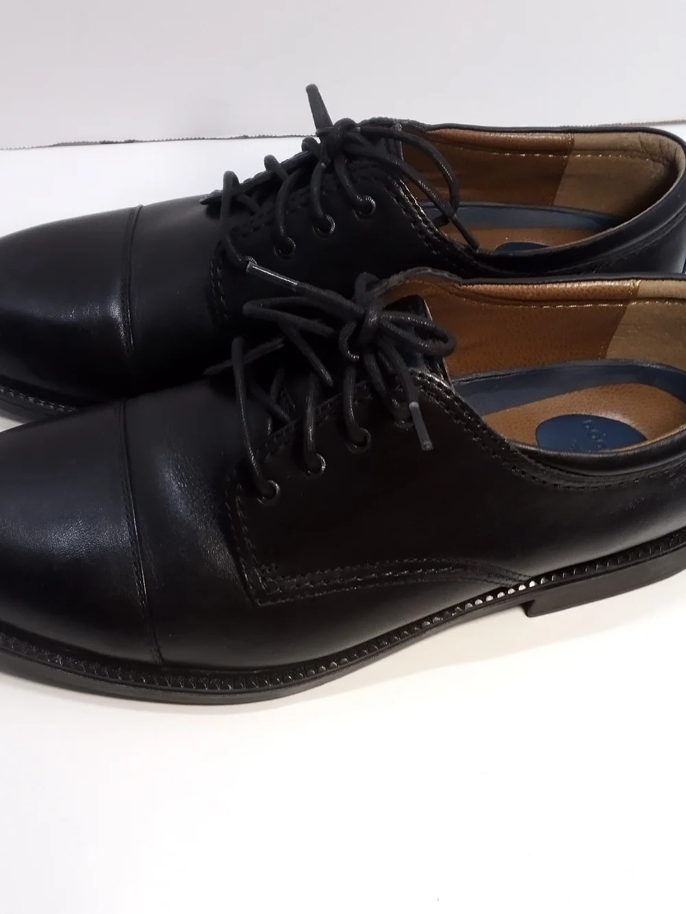 Dockers Black Cap-Toe Leather Derby Shoes Men's 11W